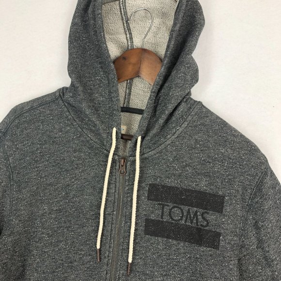 Toms Women's Size Small Dark Grey Full Zip Long Sleeve Logo Front Hoodie Jacket - Picture 2 of 10